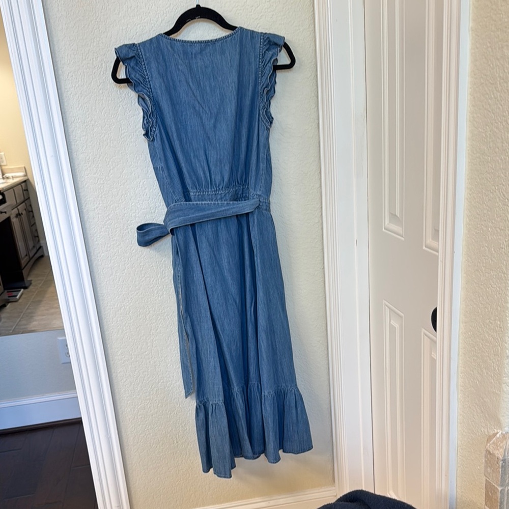 J Crew Blue Denim Wrap Dress - Picture 4 of 5